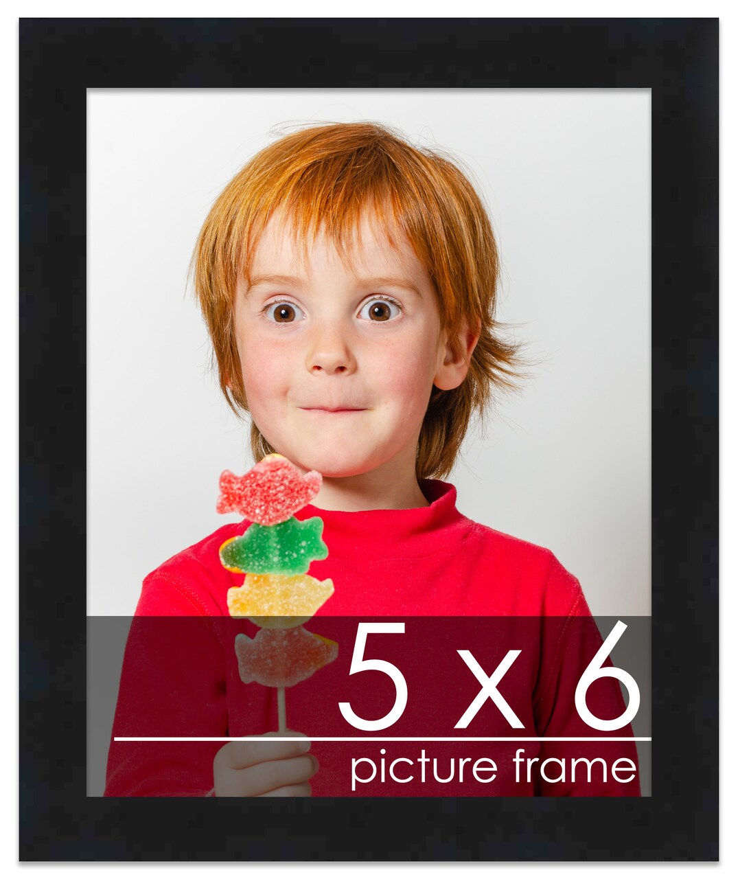 5x6 Black Wood Picture Frame - UV Acrylic, Foam Board Backing, Hanging Hardware